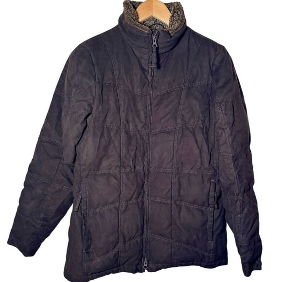 LL Bean Quilted Goose Down Filled Full Zip Sherpa Brown Jacket Women’s Small - Picture 1 of 3